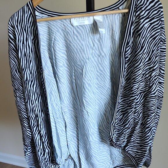 Black & White Zebra Print Cardigan Sweater - Petite Size 2 - Picture 1 of 3